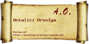 Antalicz Orsolya névjegykártya